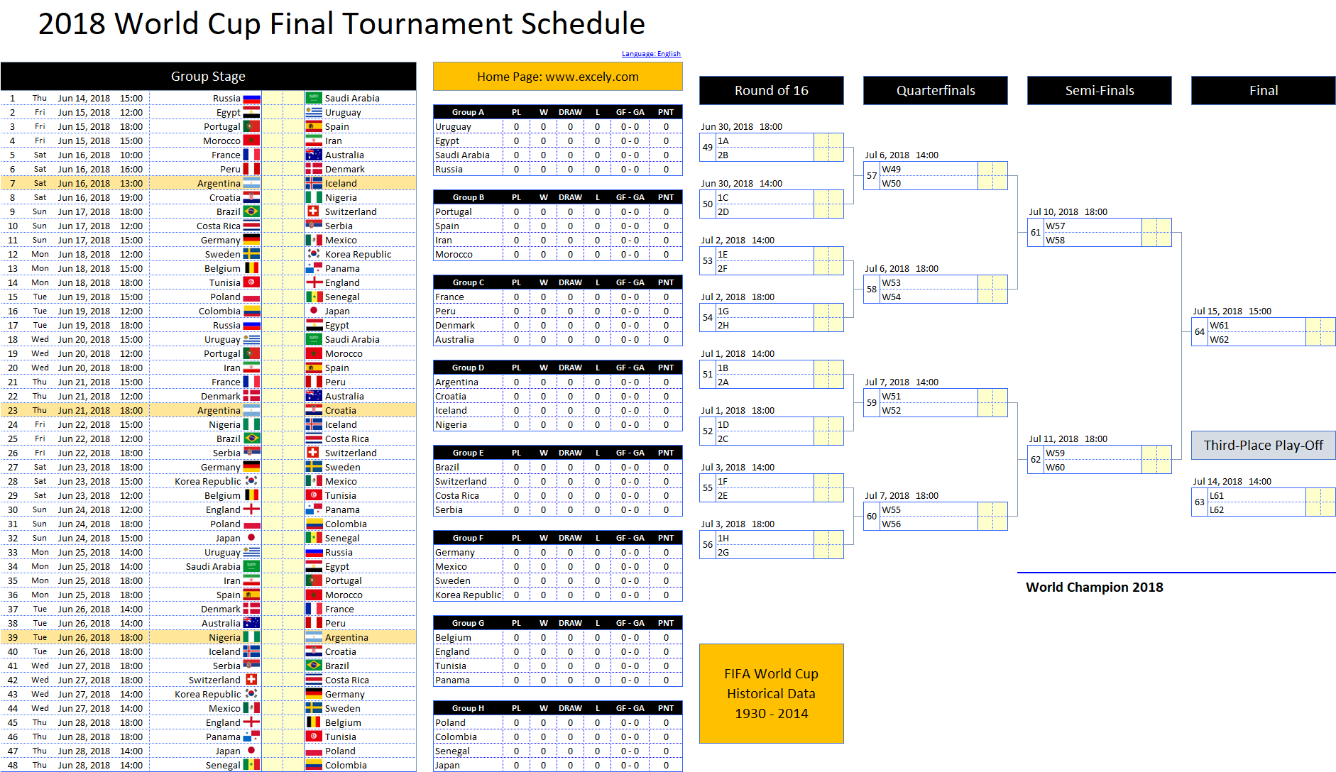 World Cup 2018 Full Schedule (1882 x 1088 px) : r/soccer